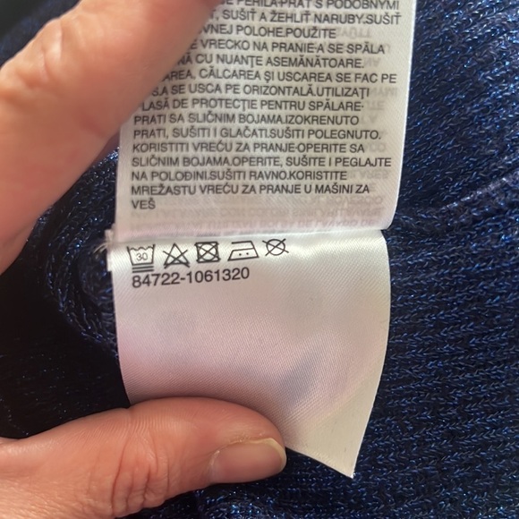 Clockhouse Blue Glittery Open Shoulder Stretchy Sweater Size M - Picture 12 of 15